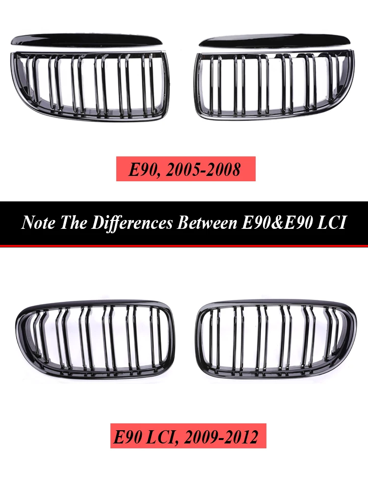 Parachoques delantero de fibra de carbono para BMW, cubierta de rejilla de carreras, Color negro M, Serie 3, E90, E91, 2005-2012