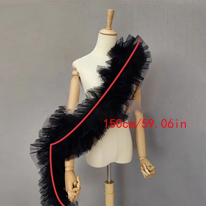 Black fluffy gauze shawl bride wedding photography photo stage catwalk multi-purpose mesh accessories