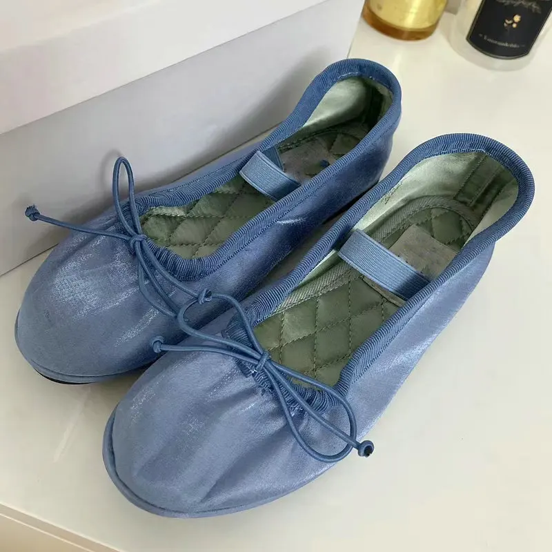 Sapato de balé coreano feminino, nó borboleta, sapato Mary Jane de seda, liso de fadas, novo estilo, primavera e outono, 2024