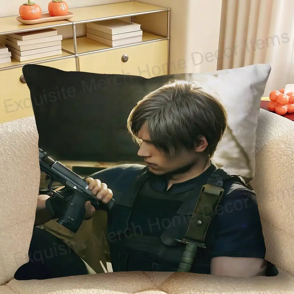R-Resident E-Evil Leon S Kennedy Pillow Case Modern Home Decorative Cozy Plush Pillowcase For Living Room Bedroom Sofa