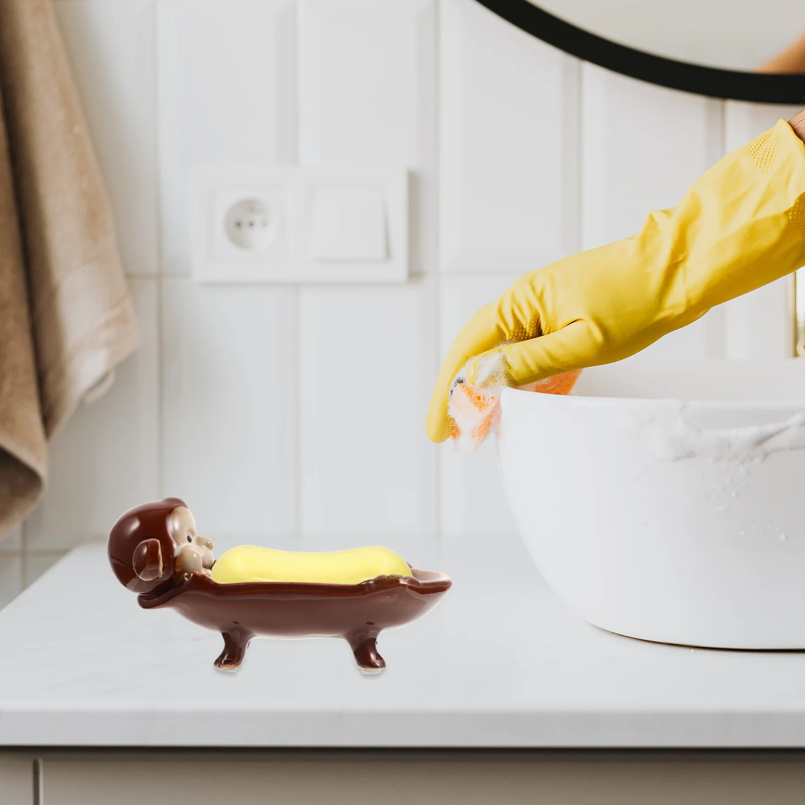 

Animal Design Ceramic Soap Holder Decorative Soap Dish Bathroom Storage Box Lovely Small Practical Bathroom Supplies