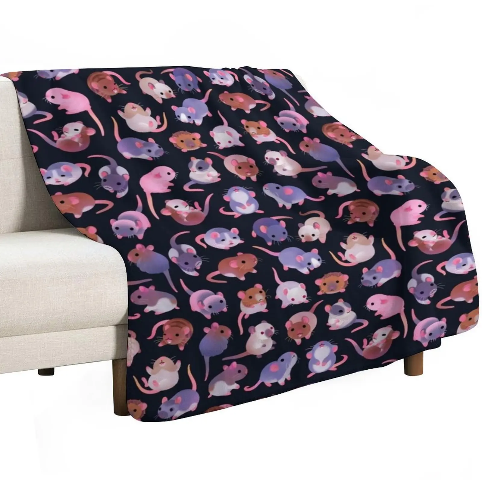 Fancy rat - dark Throw Blanket valentine gift ideas Cute Hairy Thin Tourist sofa bed Blankets