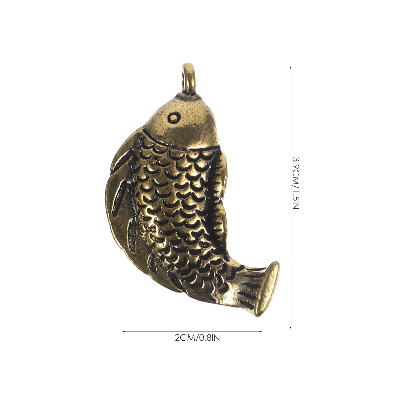 2Pcs Artisan Brass Carp Key Chain Pendant Intricate Design Decorative Keyring Ornament Fashionable Gift Idea for Loved Ones
