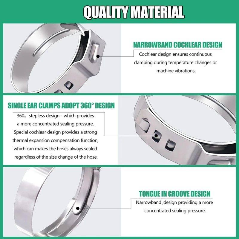 HOT! 35Pcs PEX Clamps, Stainless Steel Pex Crimping Ring, Single Ear Hose Clamp For Pex Pipe Fitting Connections