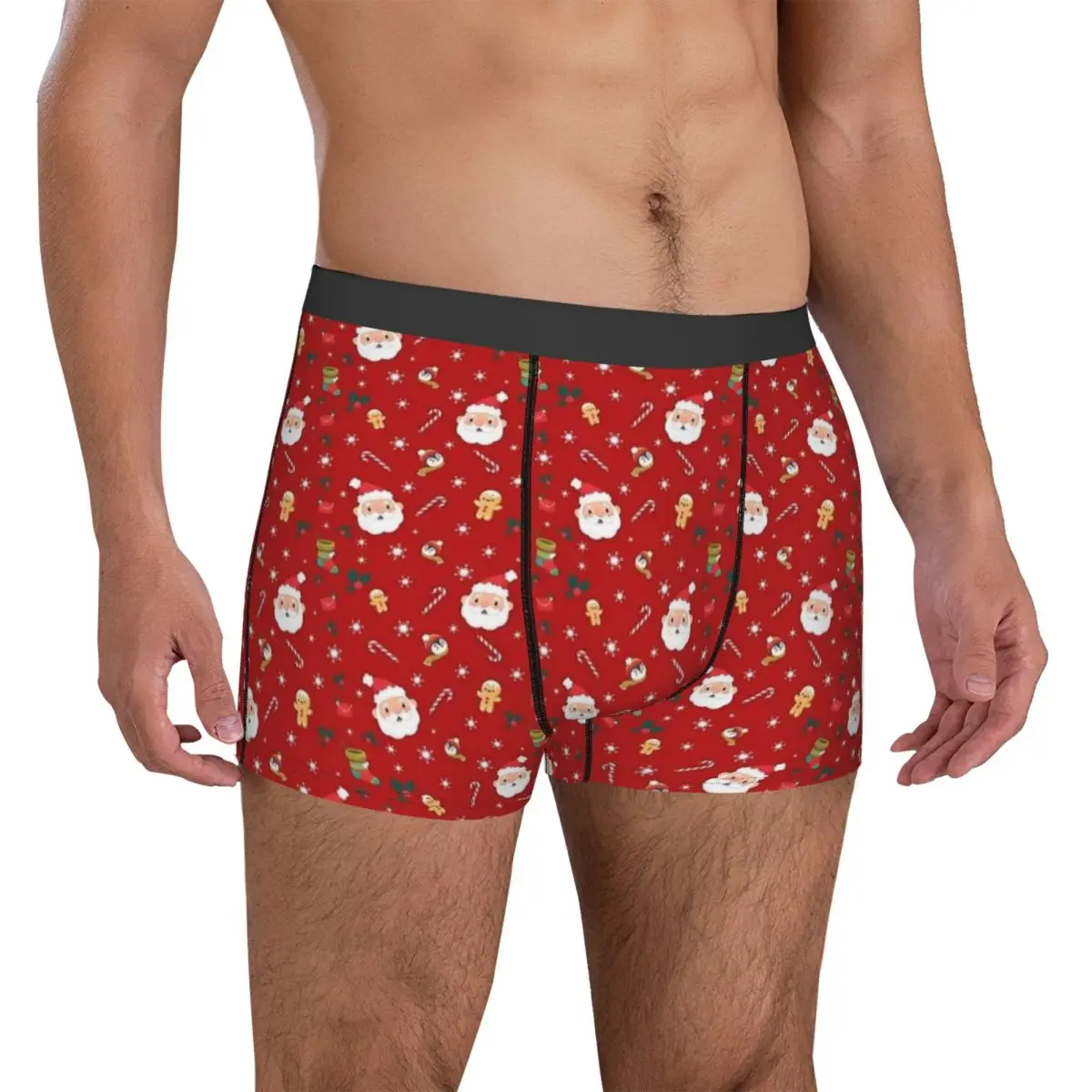 Cute Santa Claus Underwear Christmas Soft Underpants Sublimation Boxer Brief Pouch Male Large Size Trunk