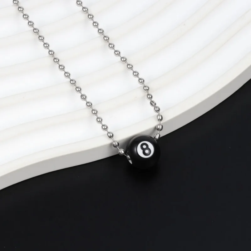 4-piece Y2K black heart-shaped necklace set, 8-ball cross hollow pentagram heart-shaped chain, silver bead chain, layered jewelr