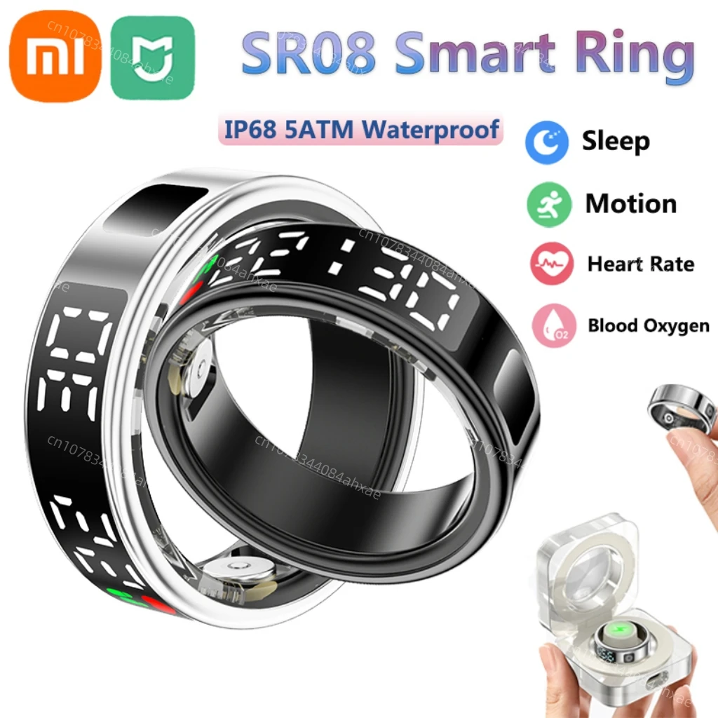 Xiaomi MIJIA SR08 Smart Ring LED Display Screen Heart Rate Blood Oxygen Monitoring Multi Sports Modes IP68 5ATM Waterproof