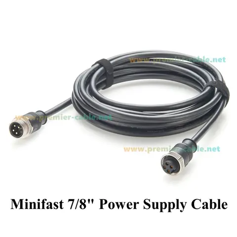 Mini-Change 7/8"-16UN 4 Pin Male to Female Extension Cable IP67 Waterproof Minifast 7/8" Circular Power Connector for DeviceNet
