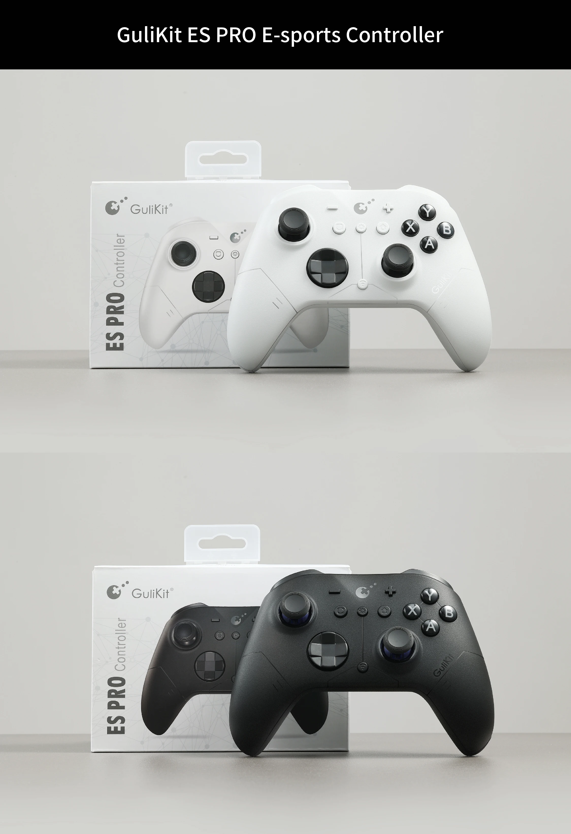 وحدة تحكم GuliKit ES Pro الرياضية الإلكترونية لجهاز نينتندو سويتش 1/2 لوحة ألعاب لاسلكية مع عصا تحكم TMR للكمبيوتر الشخصي الذي يعمل بنظام التشغيل Windows Android iOS macOS