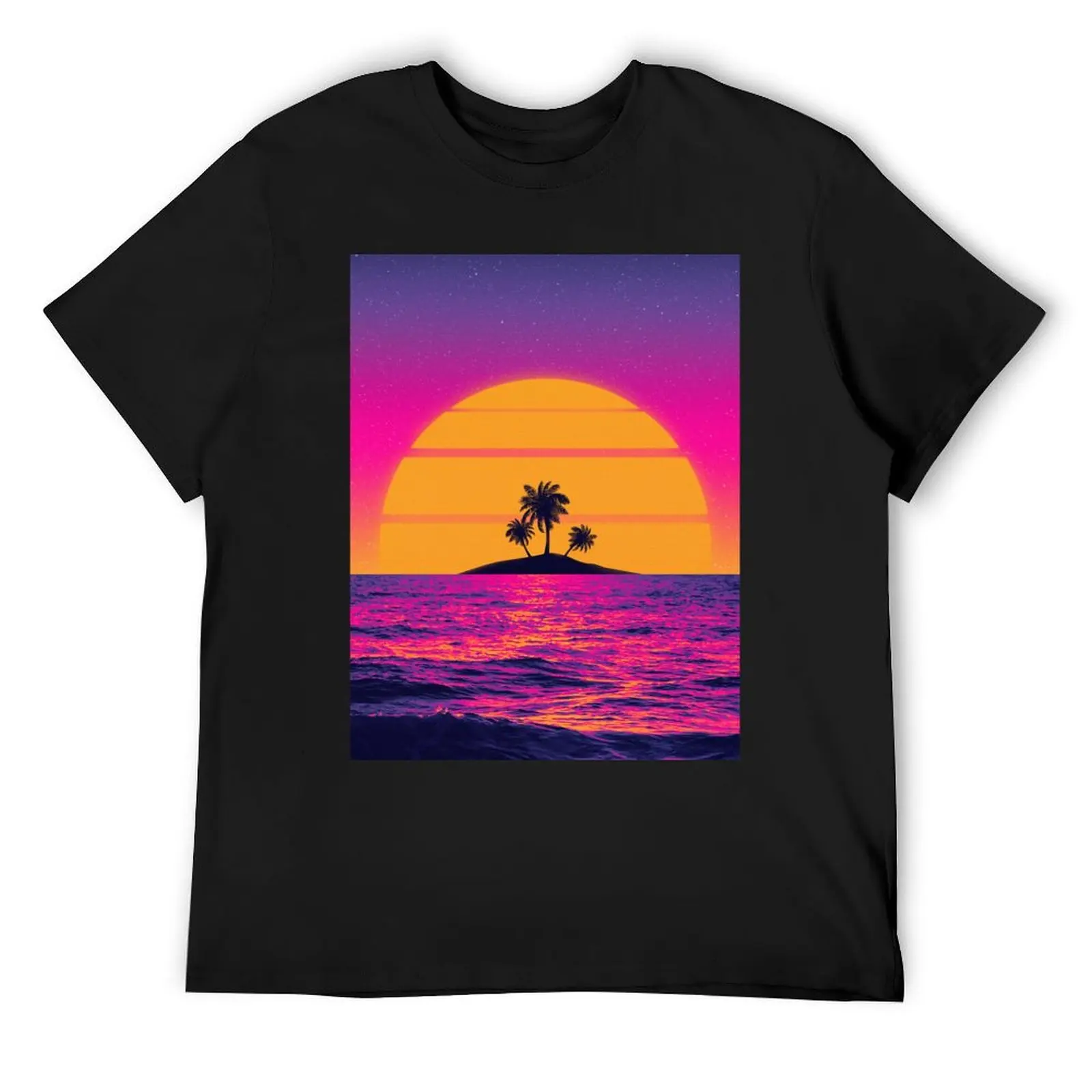 

80s Retrowave sunset T-Shirt summer top boys whites boys animal print plus size men clothing