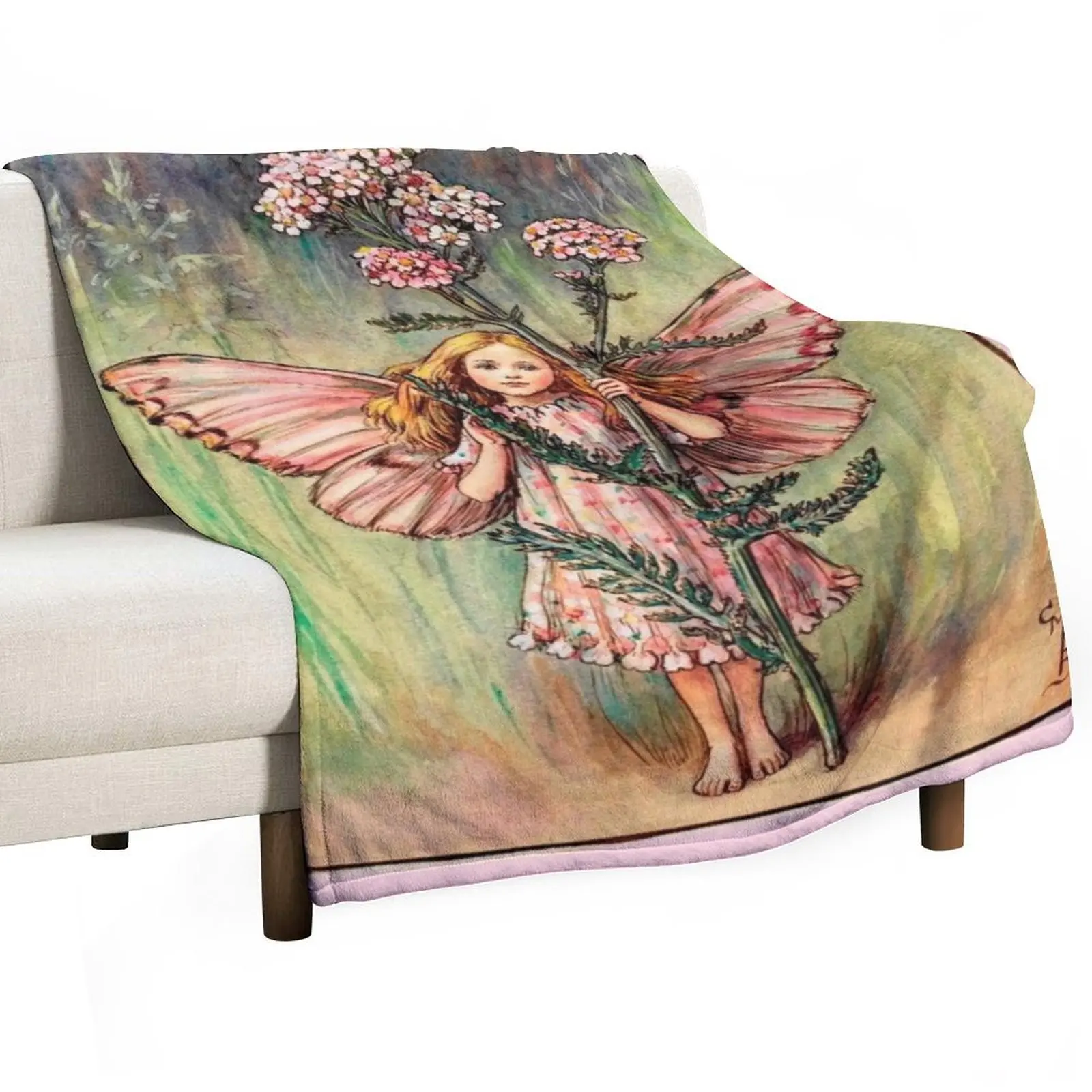 

The Yarrow Fairy Vintage illustration Throw Blanket Soft Plaid Retros blankets and throws Travel Blankets