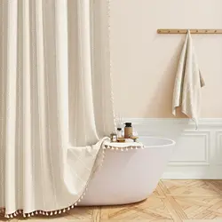 Boho Chic Striped Shower Curtain with White Hooks - Waterproof, Machine Washable Polyester Bathroom/Decor  Shower Curtain 1 Set