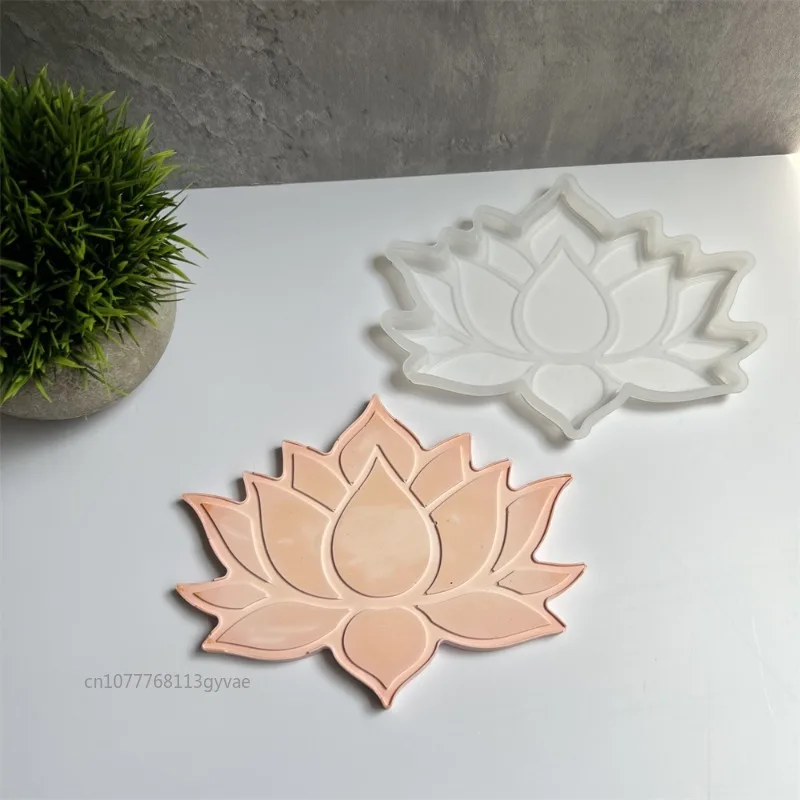 Lotus Coaster Silicone Molds DIY Cement Plaster Flower Tray Making Supplies Resin Mould Jewelry Storage Plate Cup Mat Home Decor