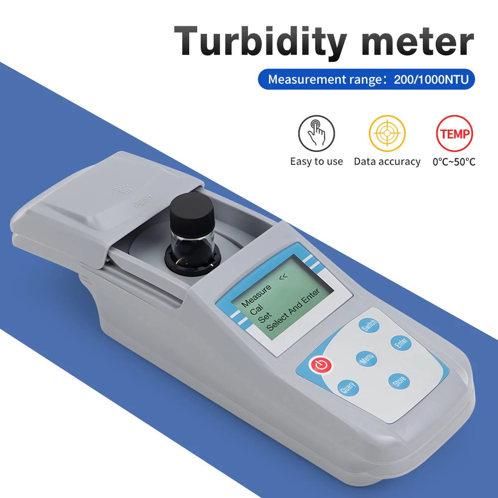 Digital Water Turbidity Meter 0~200NTU/1000NTU Handheld Turbidimeter 90° Scattered Light Turbidimeter for Lab Pool Wastewater