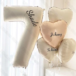 Custom Birthday Number Balloon Large Brown Caramel Cream Beige Number Heart Custom Name Balloon for Birthday Anniversary Decor