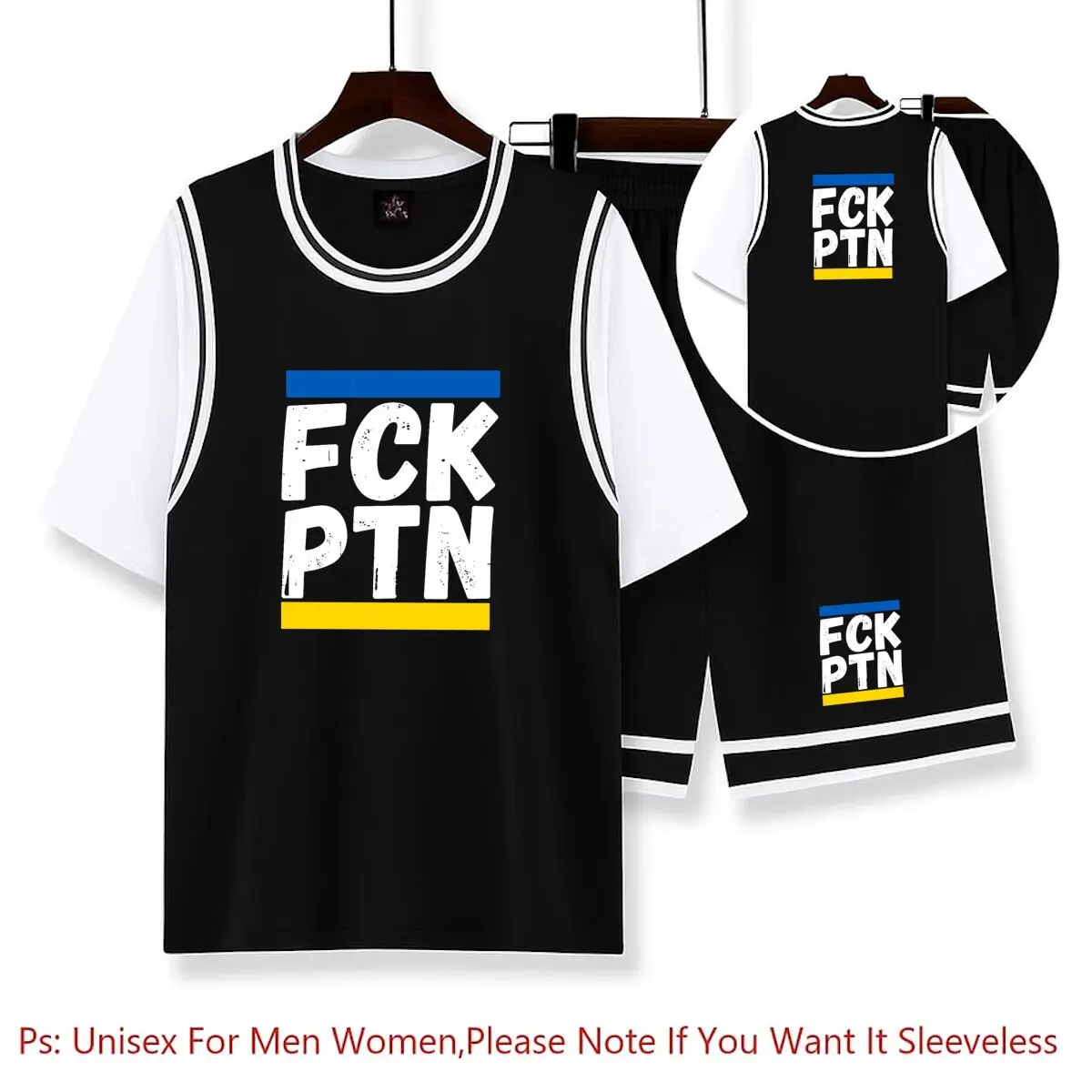 FCK PTN وقف الحروب لا الحرب كرة السلة جيرسي مجموعات التي شيرت ملابس كبيرة الحجم زي كرة السلة بلايز سريعة الجافة مريحة