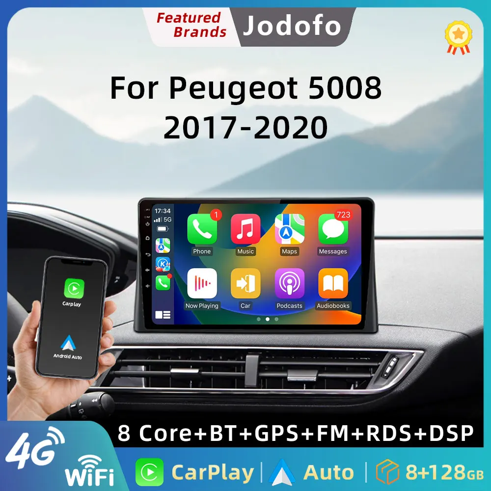 

Jodofo Car Radio Android Stereo for Peugeot 5008 4008 3008 2017-2020 2 DinScreen Car Multimedia Player GPS Head Unit AutoRadio