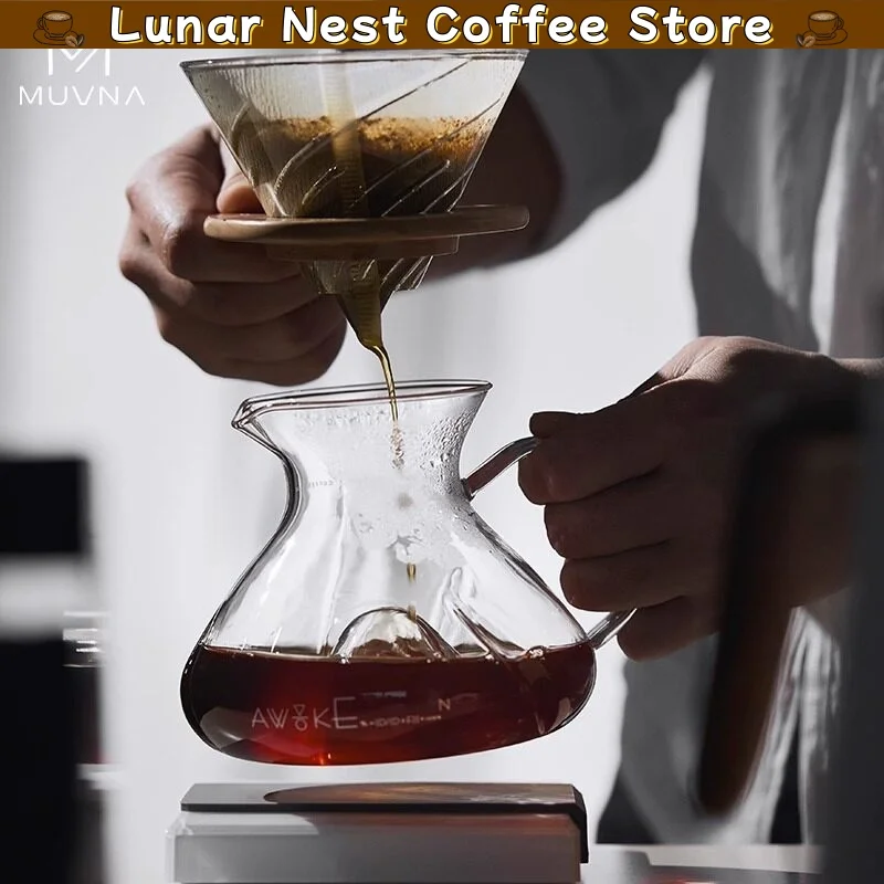 In Stock Muvna Tornado Glass Sharing Carafe V60 Dripper Filter Paper Drip American Pour Over Coffee Brewer Set Home Barista