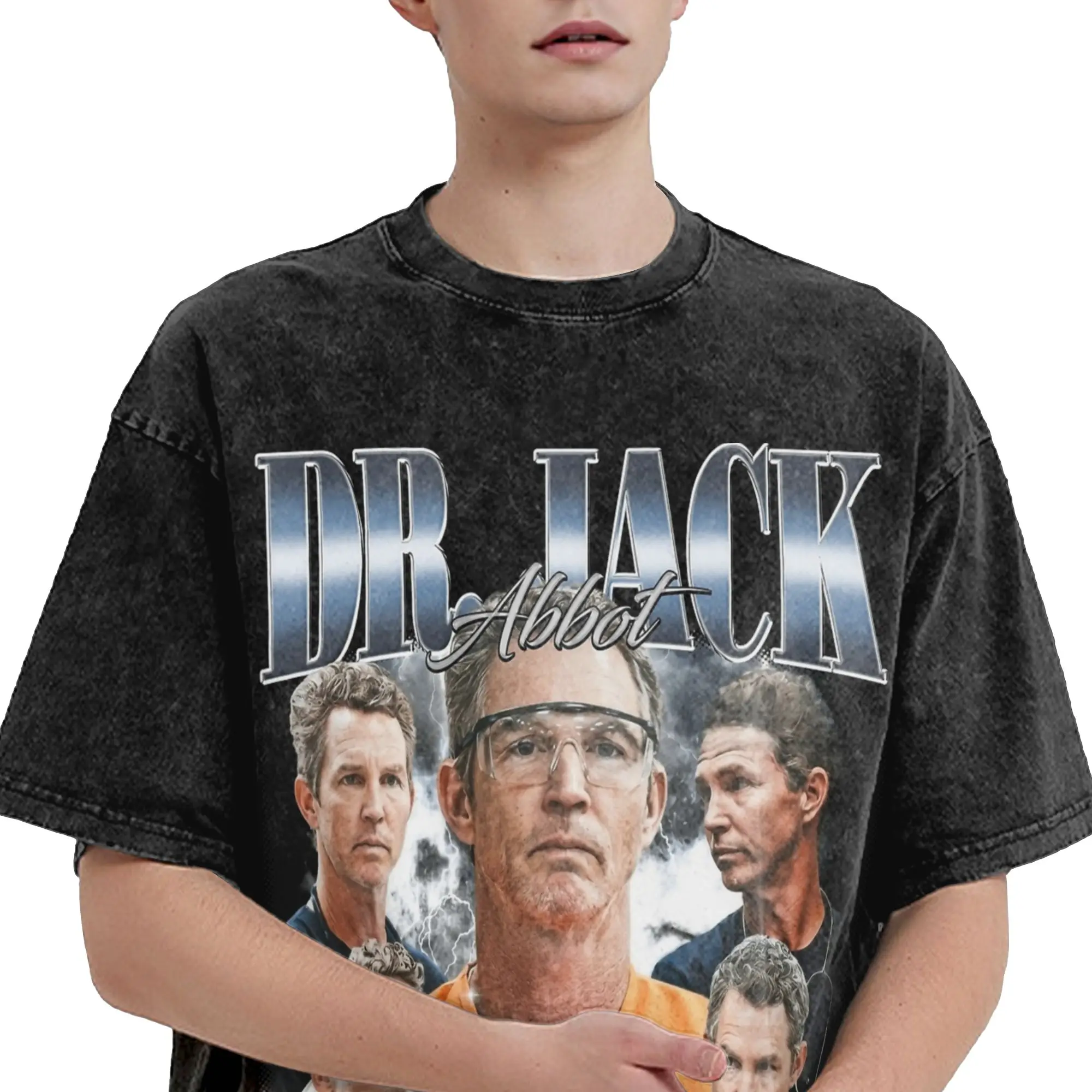 Washed T Shirts Vintage Dr. Jack Abbott The Pitt Tv Show Hip Hop T-Shirt Harajuku Streetwear Cotton Tops Tee Shirt for Men Women