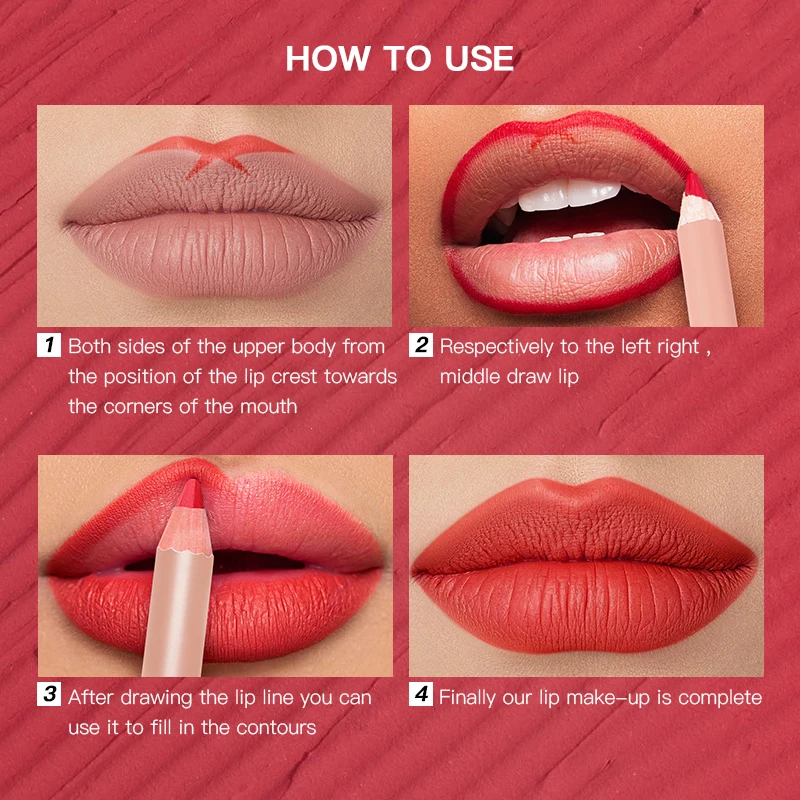 USHAS Lápiz labial de madera de 16 colores: acabado natural, duradero, a prueba de manchas, cremoso y preciso