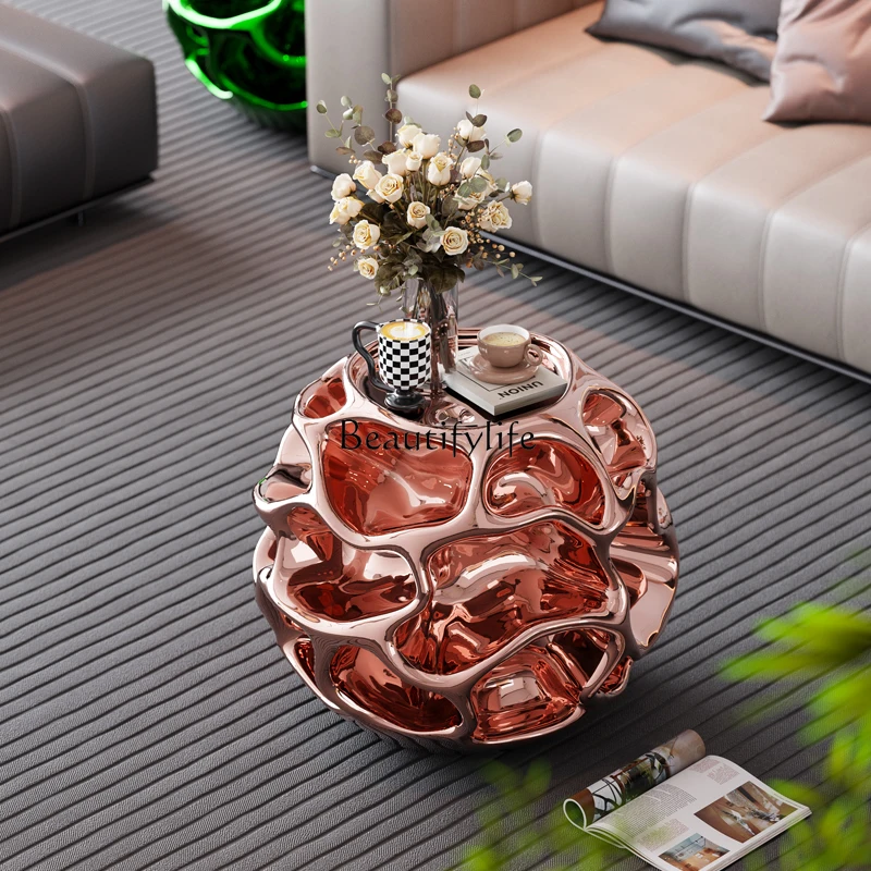 

Electroplating honeycomb coffee table art decoration creative modern side table high-end living room
