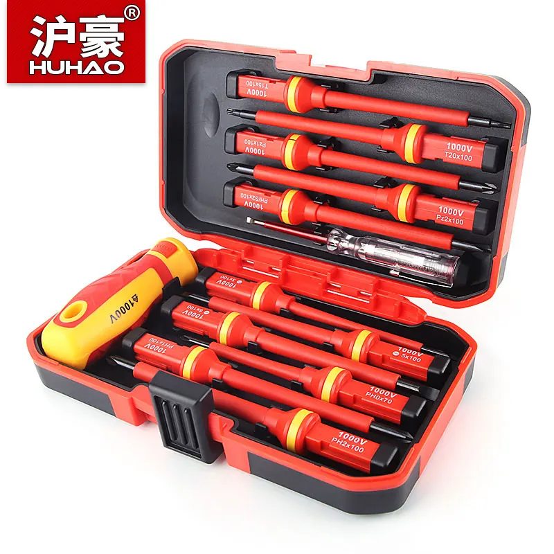 

HUHAO 1/7/13PCS Magnetic Screwdrivers Set 1000V Changeable Insulated Screwdriver Set Electrician Tools Repair Tools Kit
