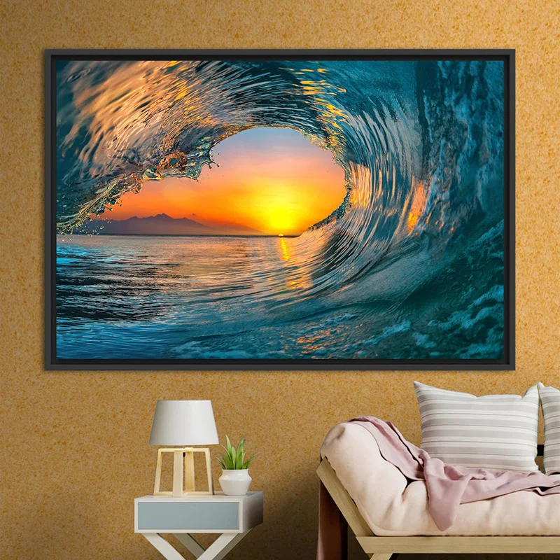 Seascape Wave Poster Sea Art Canvas Print Ocean Nature Wall Pictures Surfer Wave Landscape Living Room Home Decoration Painting