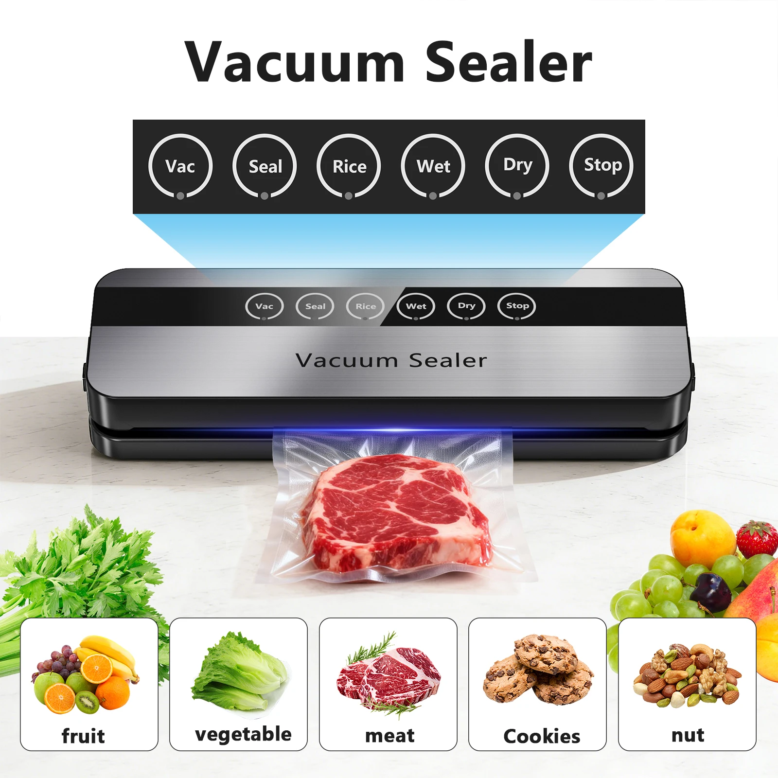 

Dual-Use Portable Vacuum Sealer (30 Bags), 65KPA High Pressure, Compact Kitchen & Outdoor Food Fresh-Keeping Machine