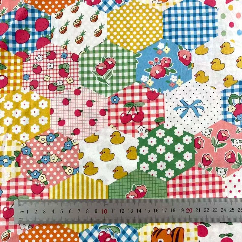 Cotton poplin printed fabric，small fresh patchwork for DIY crafts children\'s women\'s clothing dresses sewing cloth