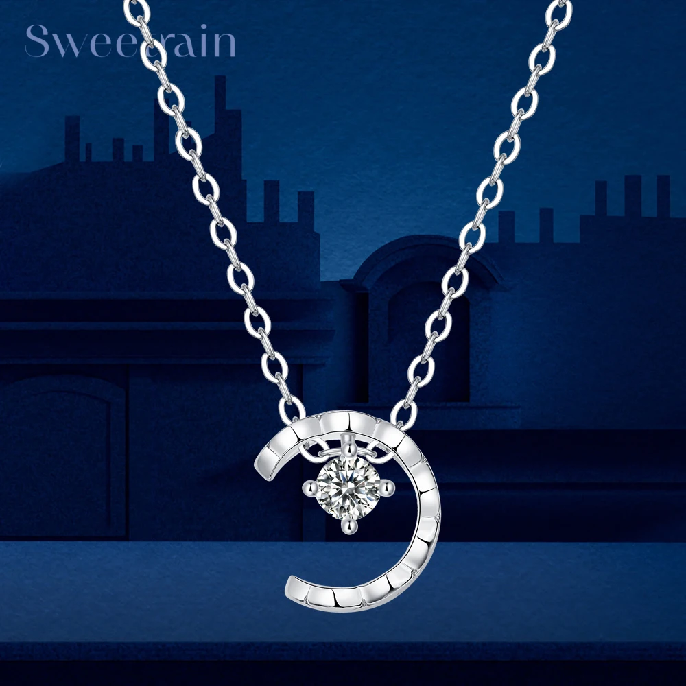 

Кулон-подвеска Sweetrain с муассанитом 0.2 карата для женщин и девушек, 3.5 мм, имитация бриллианта, серебро 925 пробы, цепочка, изысканные ювелирные изделия