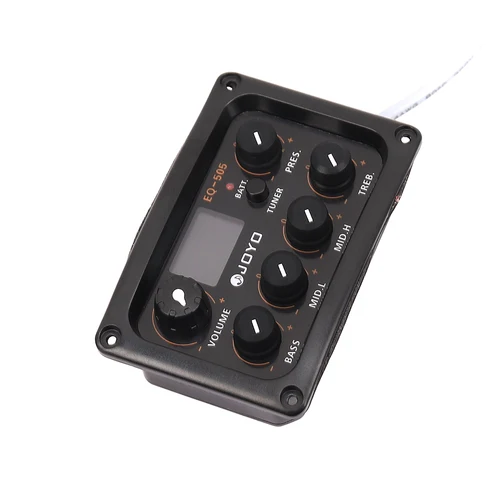 Imagen 2 del producto JOYO EQ-505 pastilla ecualizador de guitarra acústica de 5 bandas con sintonizador LCD agudos, medios, perilla de volumen de Control de bajos Kit completo