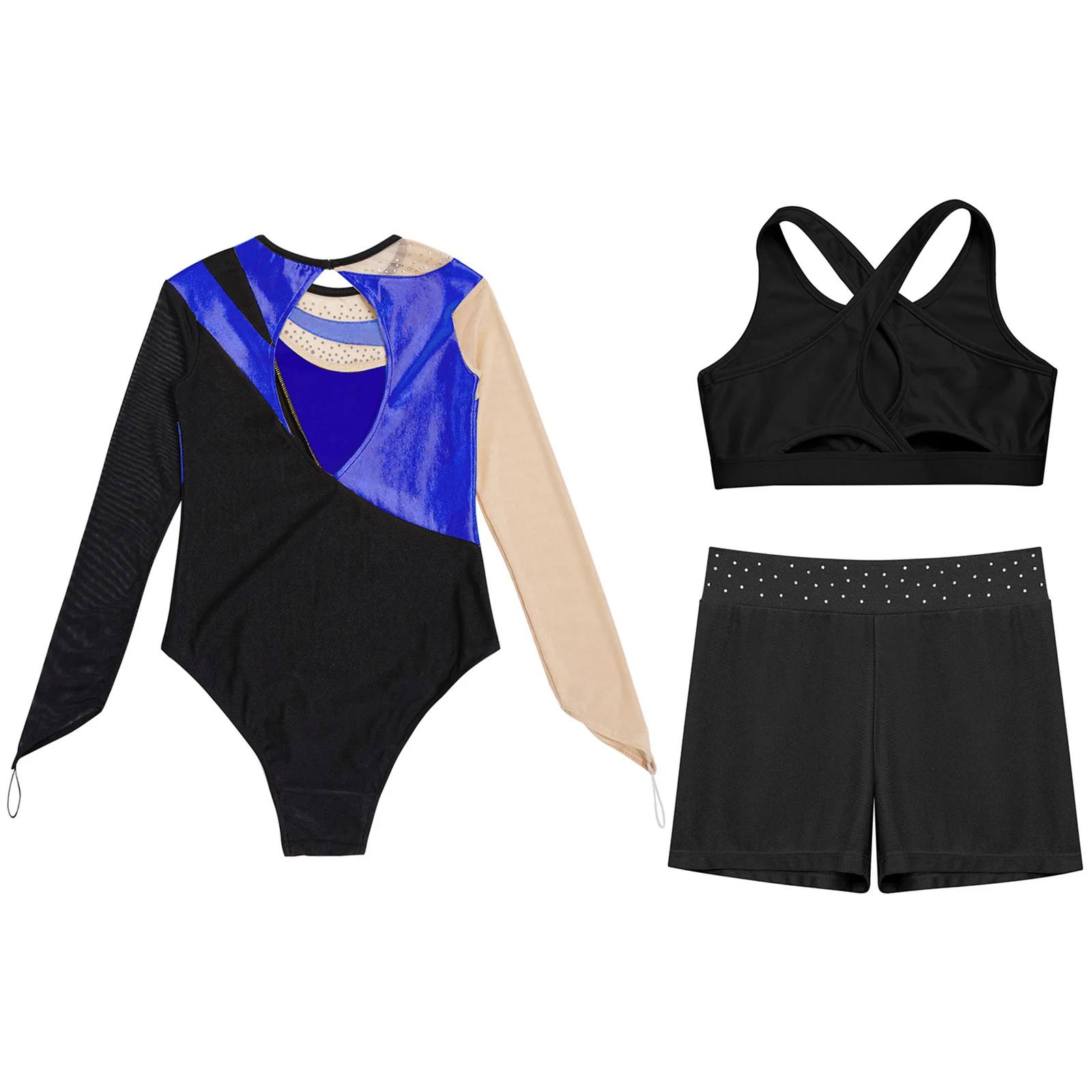 Crianças meninas conjuntos de balé esportes treino ginásio treino collant e shorts roupas ginástica crianças dança esportes patinação no gelo terno