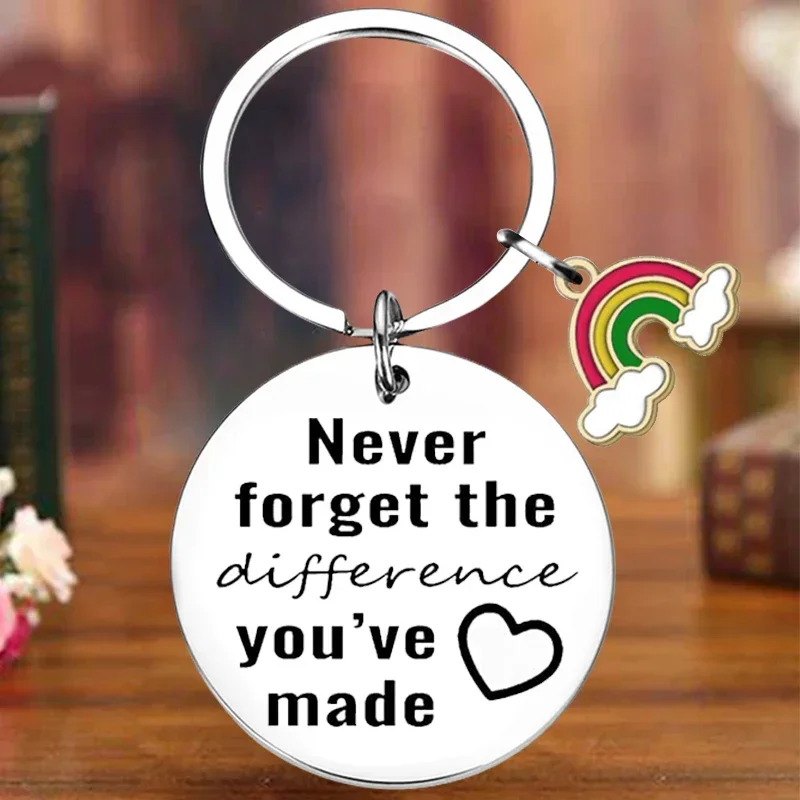 Metal Never Forget The Difference You've Made Keychain Retirement Gifts Key Chain Pendant Coworker Leaving Gifts