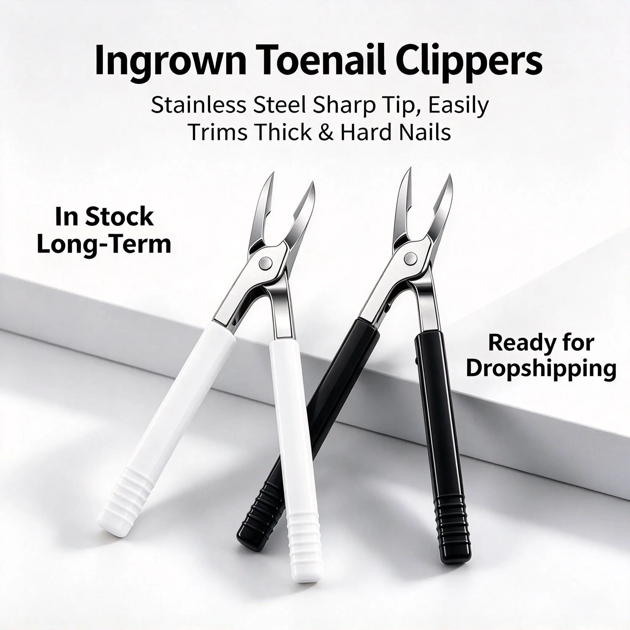 Ingrown Toenail Clippers, Precision Curved Nail Cutters for Cuticles Hangnails & Thick Nails with Anti-Slip Handle