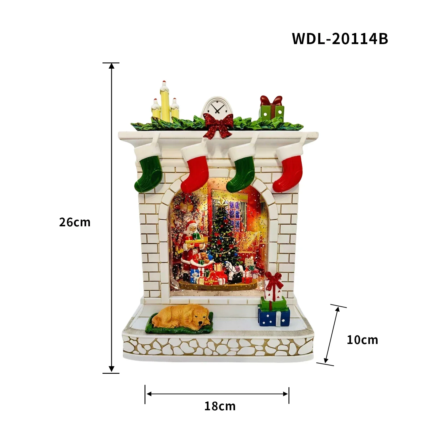 Christmas Fireplace Light Xmas resin craft christmas village scene with Santa Claus and led light