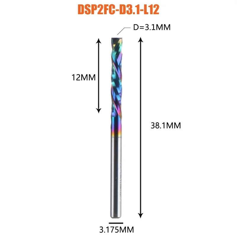 1 PC houtwerk frees UP & DOWN Cut 2 Fluiten Spiraal Carbide Frees Router Compressie Hout End Mill cutter Bits