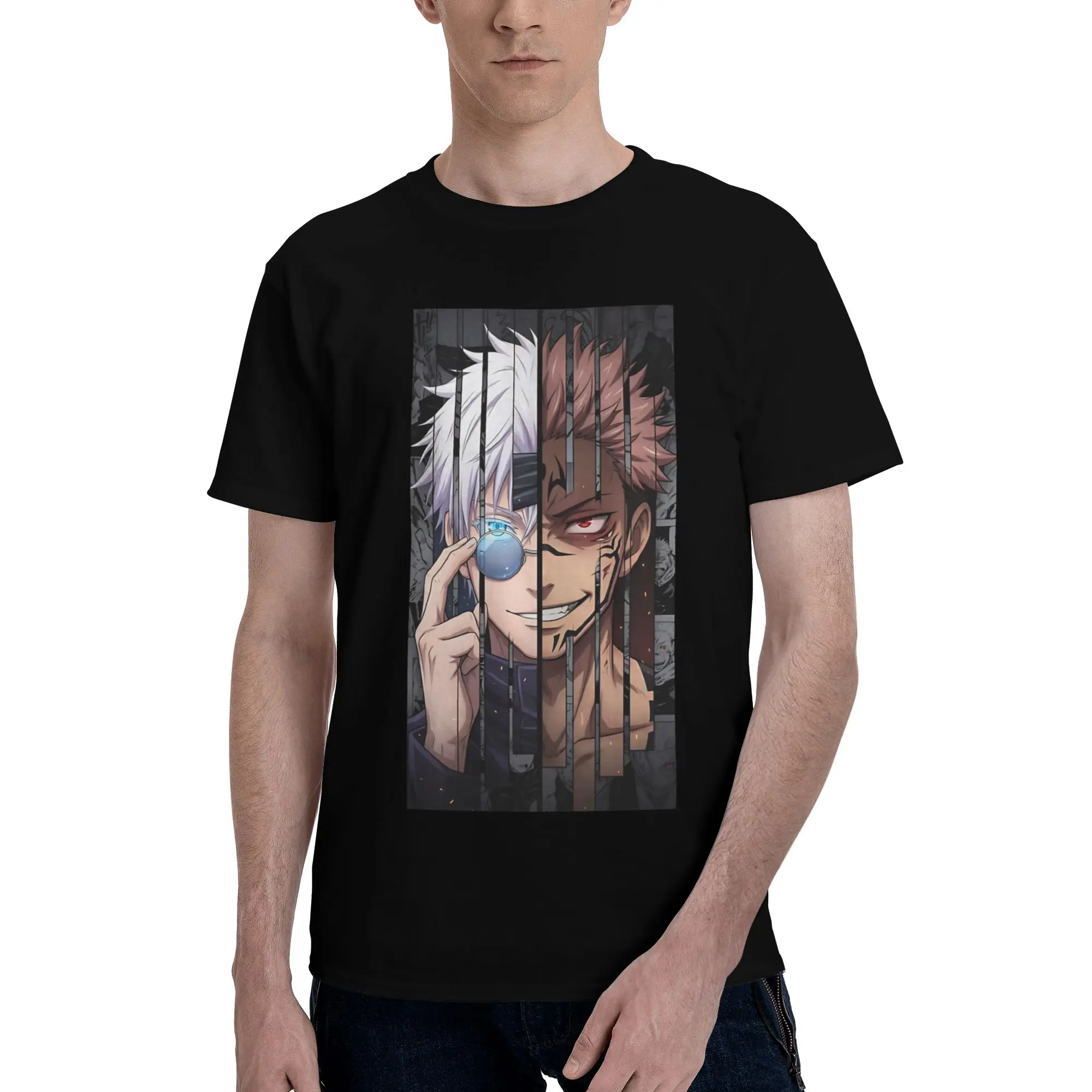 Футболка из 100% хлопка с графическим рисунком Enemy Cut, футболки Bandai Jujutsu Kaisen для мужчин