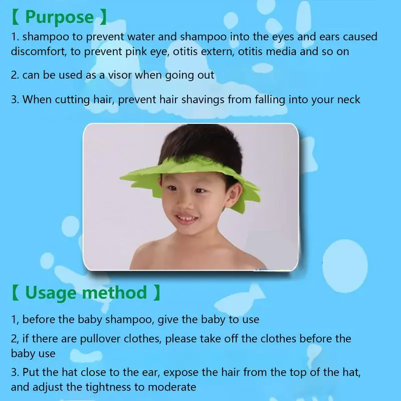 เด็กวัยหัดเดินผมซักผ้า Shield หมวกอาบน้ําหมวก Bath Visor สําหรับเด็กวัยหัดเดินน่ารักหัวอาบน้ําหมวก Visor ชุดว่ายน้ําป้องกัน Eye หูแชมพู