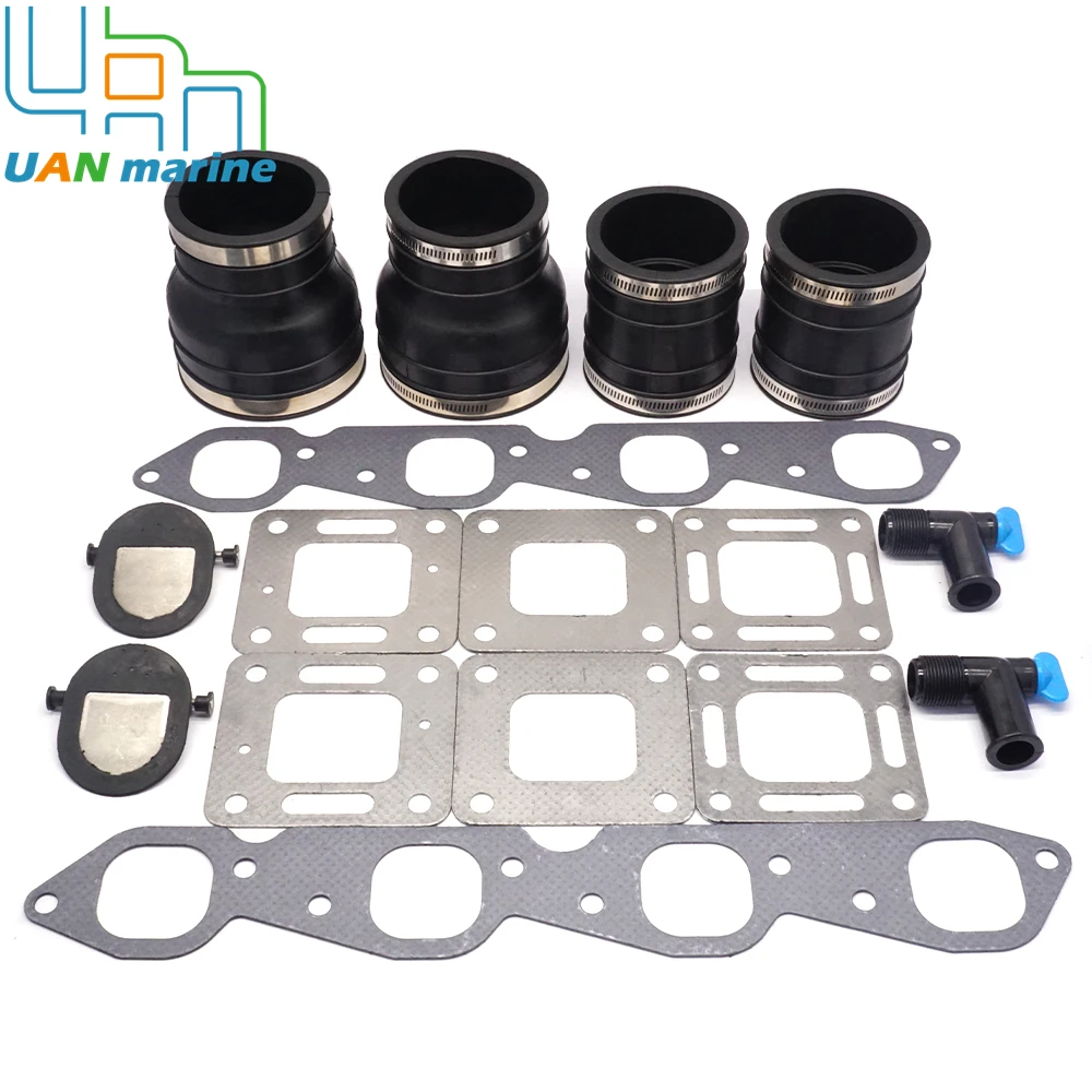 Kit de juntas húmedas de escape 27-46820, Kit de fuelle con Kits de juntas para MerCruiser V8GM 454, 502, 22-806926A1, 27-863726, 32-90949T