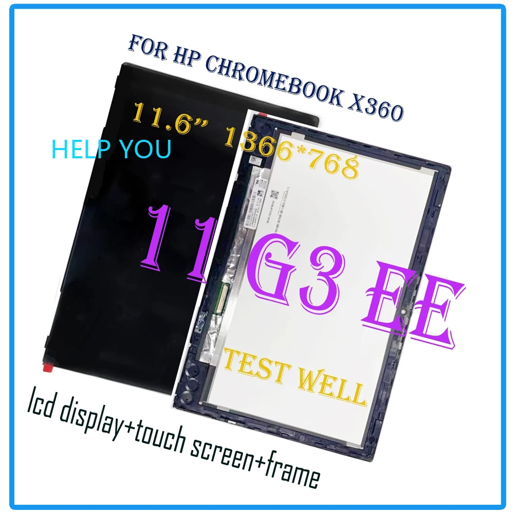 

Original 11.6" HD For HP Chromebook X360 11 G3 EE LCD Display Touch Screen Digitizer Assembly Frame 1366x768 40 Pin Replacement