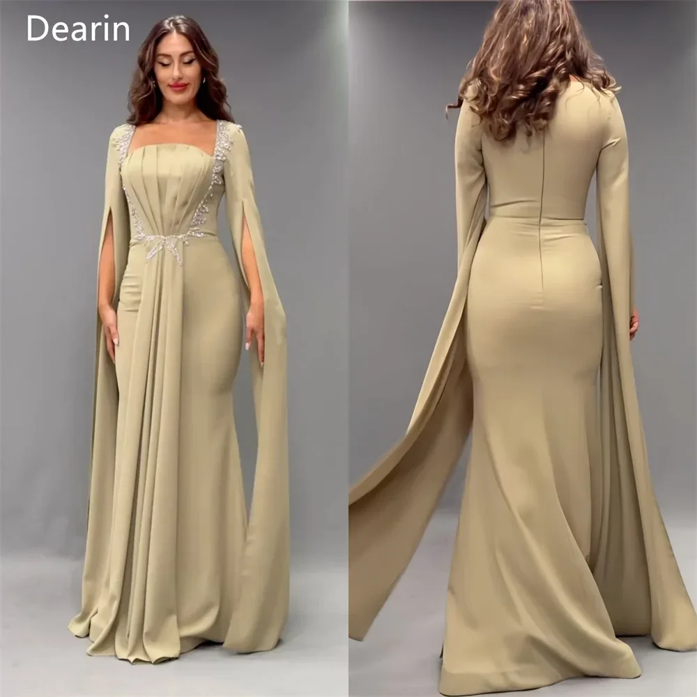 

Customized Prom Gown Dearin Scoop Neckline Mermaid Floor Length Skirts Draped Beading Bespoke Occasion Dresses Saudi Arabia Even