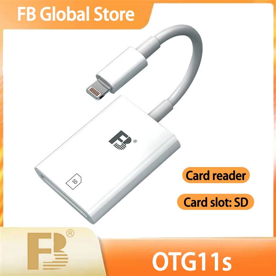 FB OTG11s Card Reader iOS Lightning Interface Supports SD Card Two-way Transfer without APP  Portable Card Reader for iPhone