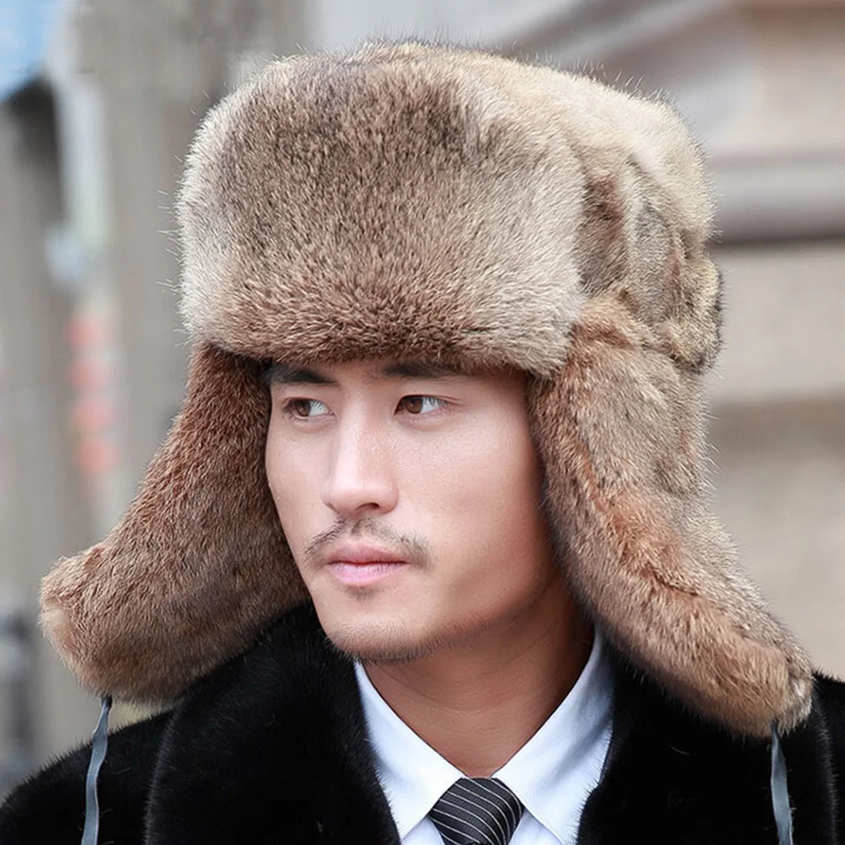 

FEIMANYUAN шапка-ушанка из натурального кроличьего меха Россия для мужчин, зимние аксессуары, теплые шапки-бомберы из натурального кроличьего меха