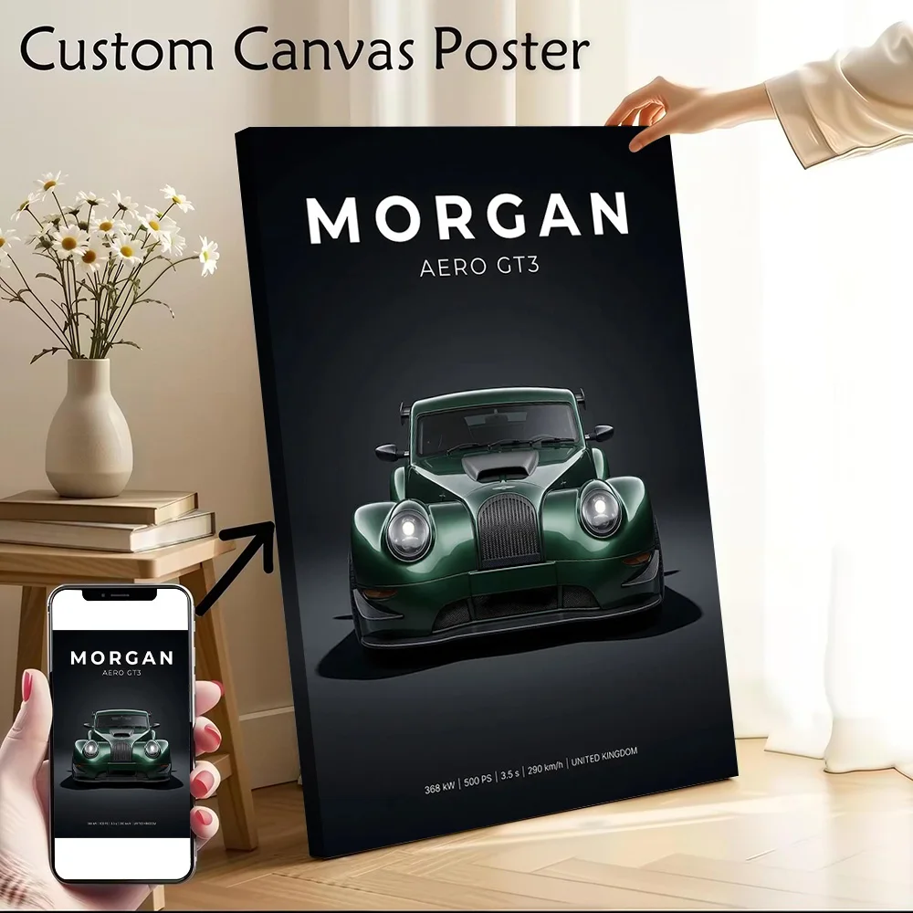 Morgan Aero GT3 Sports Car Printed Canvas Wall Art Customizable Paintings Poster Perfect Gift for Home and Decoration Bedroom
