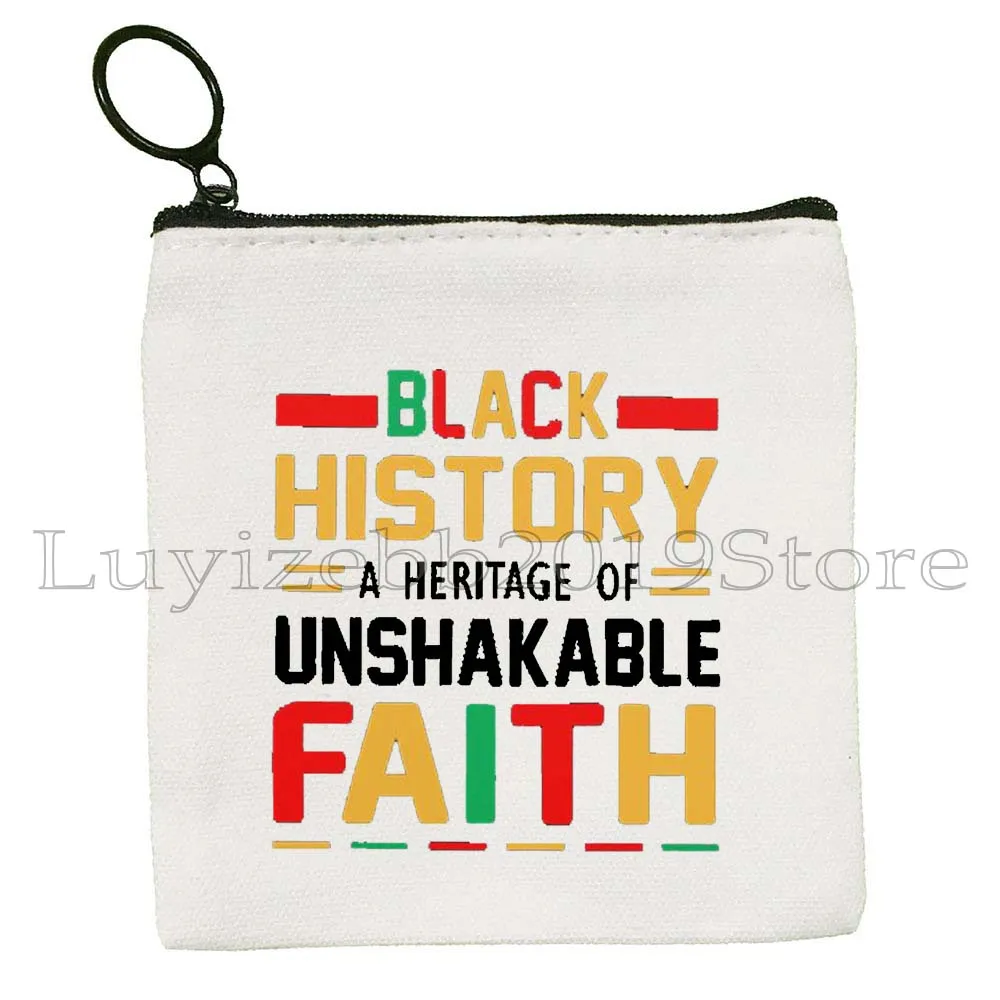 Melanin Poppin Afro Queen Black History Gifts African American Pride Canvas Coin Purse Key Case Small Bag Wallet Zipper Pouch