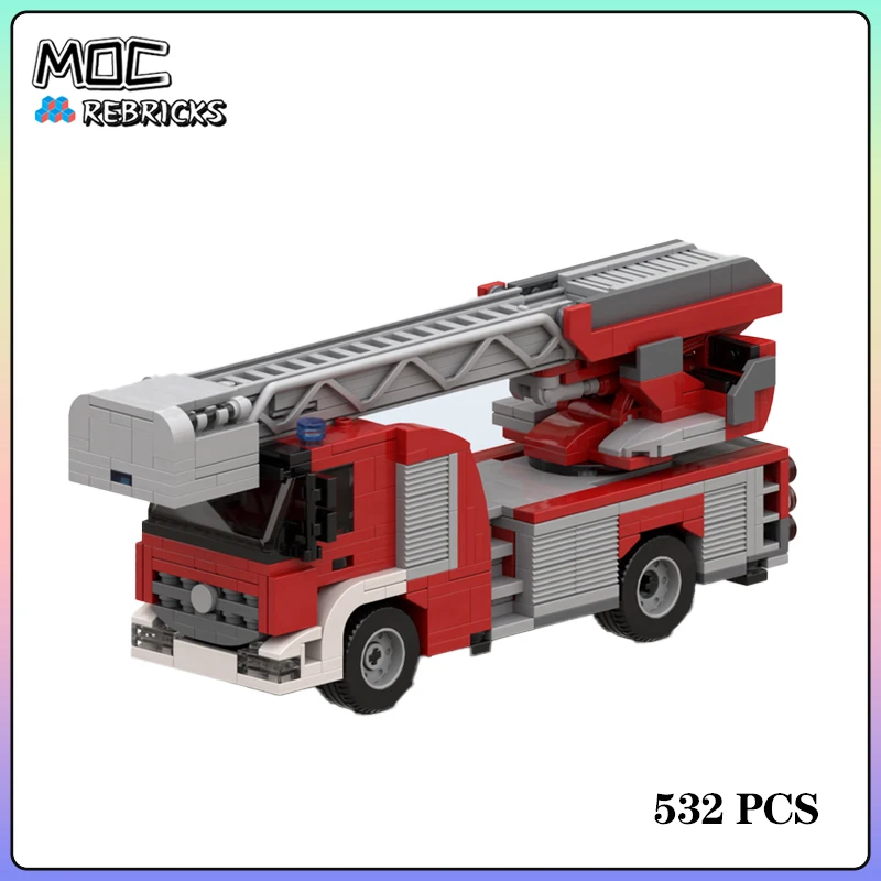 

City Series MOC Bricks Fire Ladder Truck 532PCS Building Block Model Kits DIY Assembling Display Toys Children Christmas Gifts