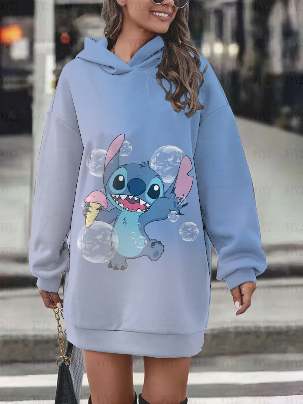 

Women's Sweater Dress Casual Printed Disney Stitch Hooded Sweater Dress Simple Fashion Women's Clothing New Style 2023