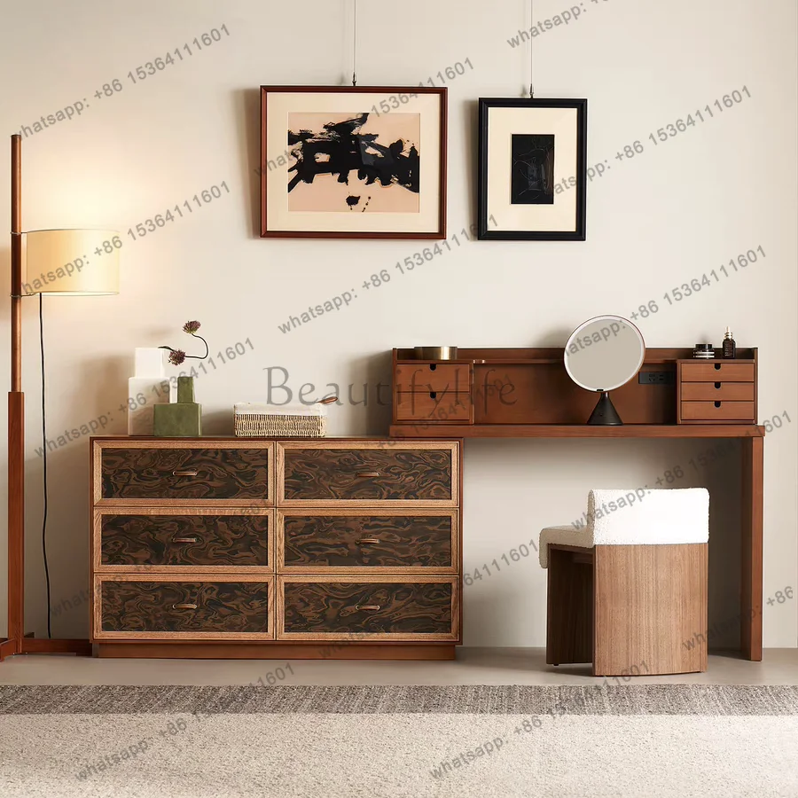 Dresser, chest of drawers, integrated corner dressing table, second-hand bedroom, solid wood storage
