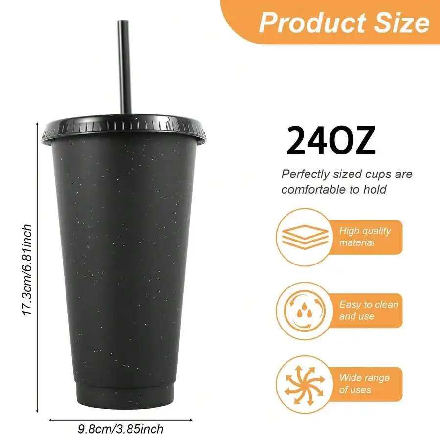 10/20/30Pcs Reusable Plastic Tumbler Cups With Lids & Straws, 24oz 710ml Durable Large Capacity Travel Mugs, Cold Drink Iced Cof