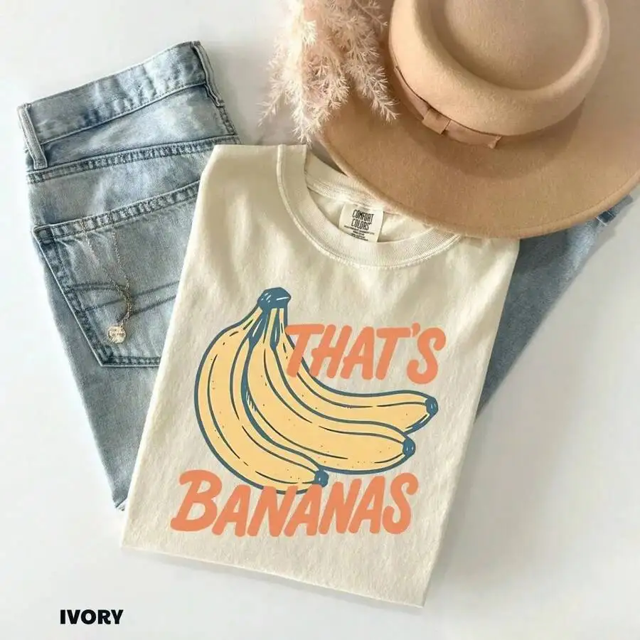 [Graphic Tee] 100% Cotton That's Bananas Funny Graphic T-Shirt, Retro Fruit Meme Tee For Women And Men, Vintage Banana Lover TSh